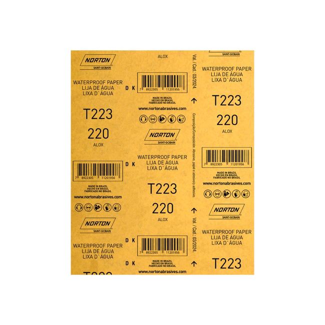 Lixa d'água 22,5x27,5cm gramatura preta 220 Norton